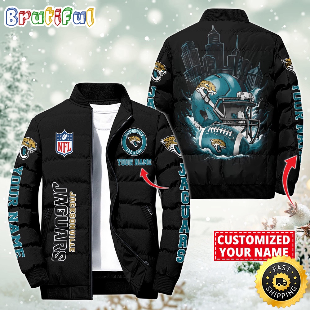 NFL Jacksonville Jaguars Puffer Jacket City Logo Print Jacket For Fans 1