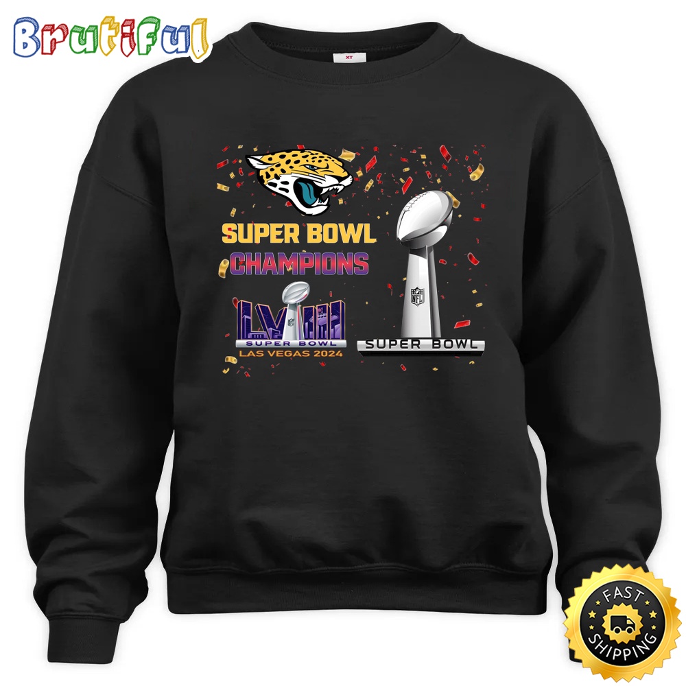 NFL Jacksonville Jaguars Sweatshirt Super Bowl LVIII 2024 Las Vegas Champions Unisex Sweatshirt 1