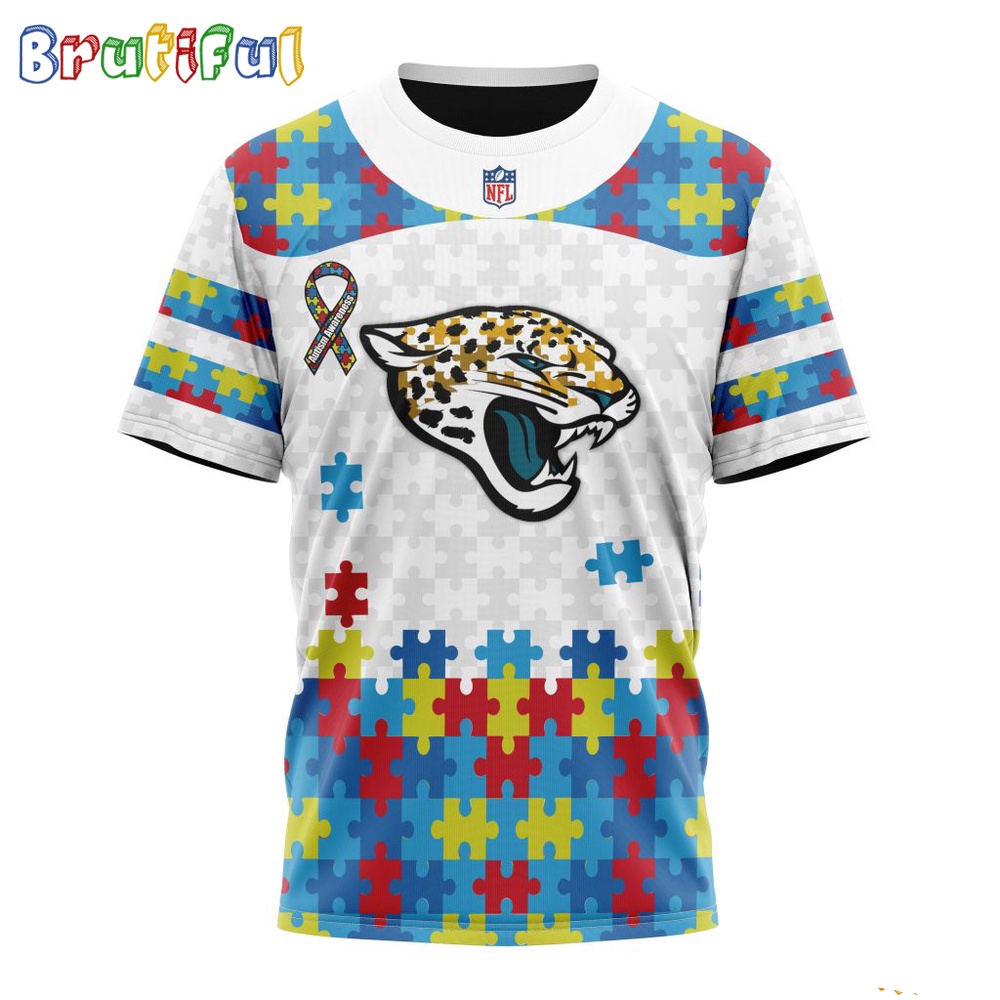 NFL Jacksonville Jaguars T Shirt Special Autism Awareness Design 3D T Shirt 1