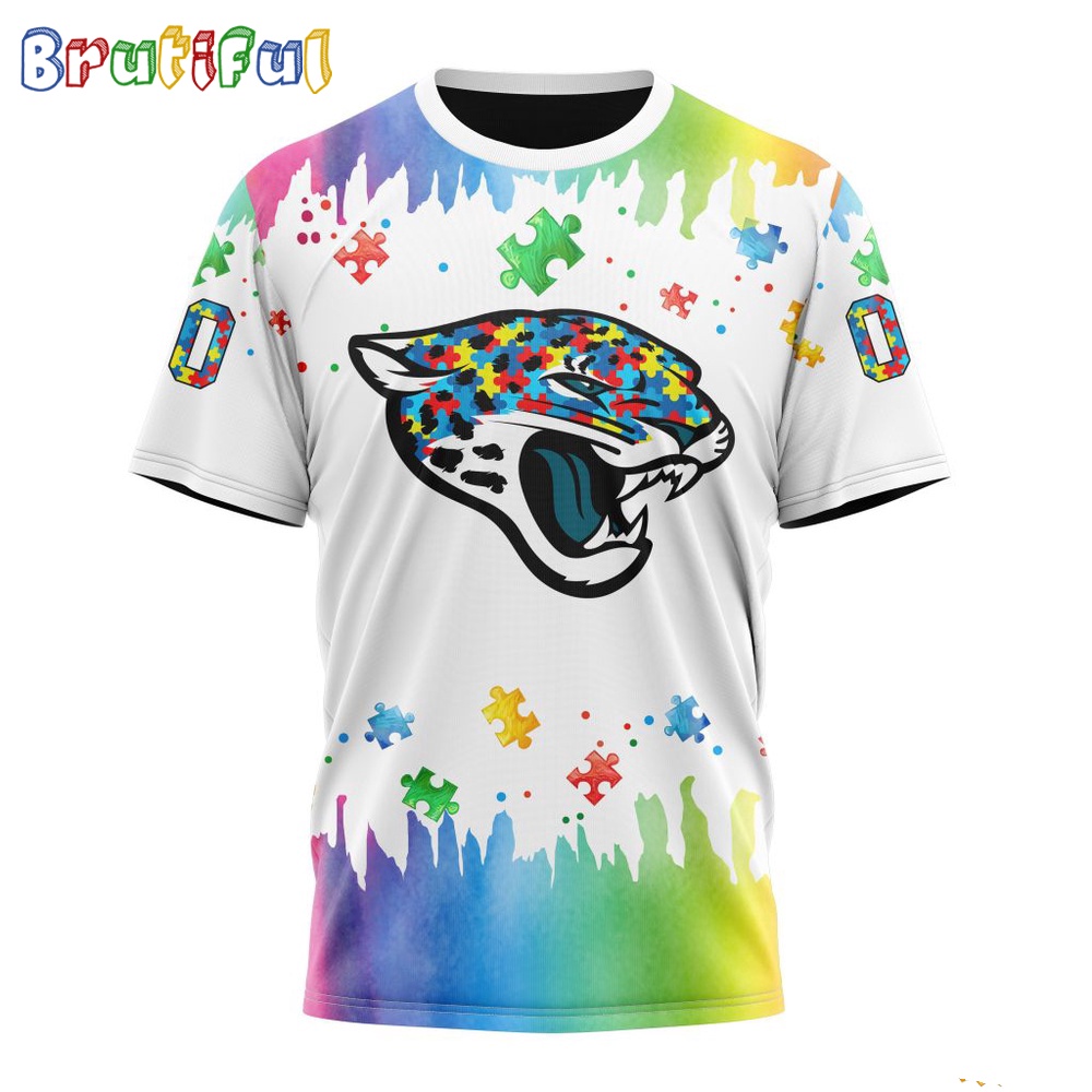 NFL Jacksonville Jaguars T Shirt Special Autism Awareness Design All Over Print T Shirt 1