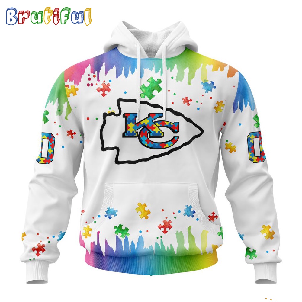 NFL Kansas City Chiefs Hoodie Special Autism Awareness Design All Over Print Hoodie 1