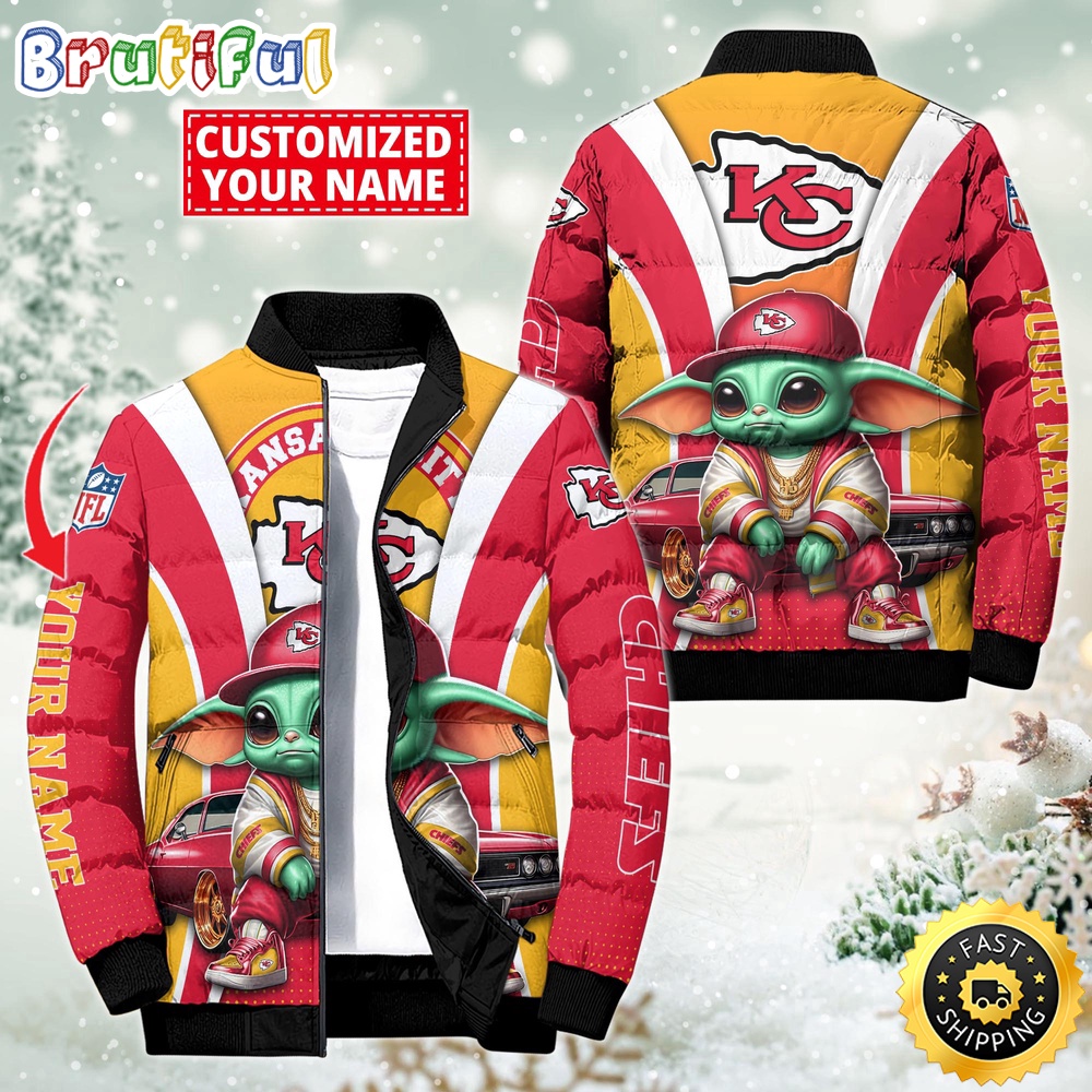 NFL Kansas City Chiefs Puffer Jacket Baby Yoda Custom Jacket 1
