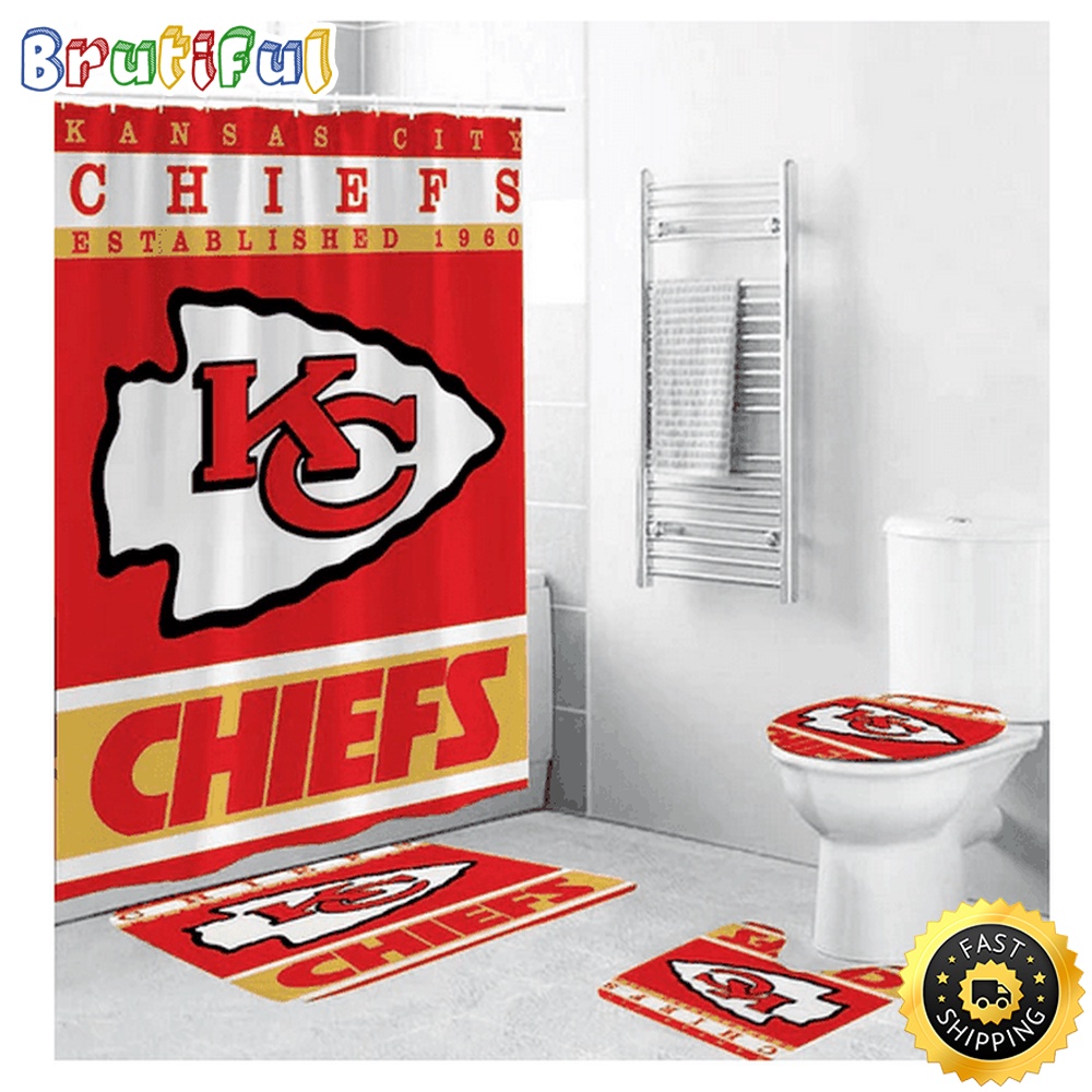 NFL Kansas City Chiefs Shower Curtain Football Team Shower Curtain Sets 1
