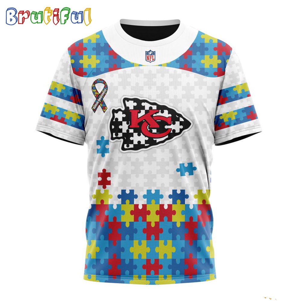 NFL Kansas City Chiefs T Shirt Special Autism Awareness Design 3D T Shirt 1