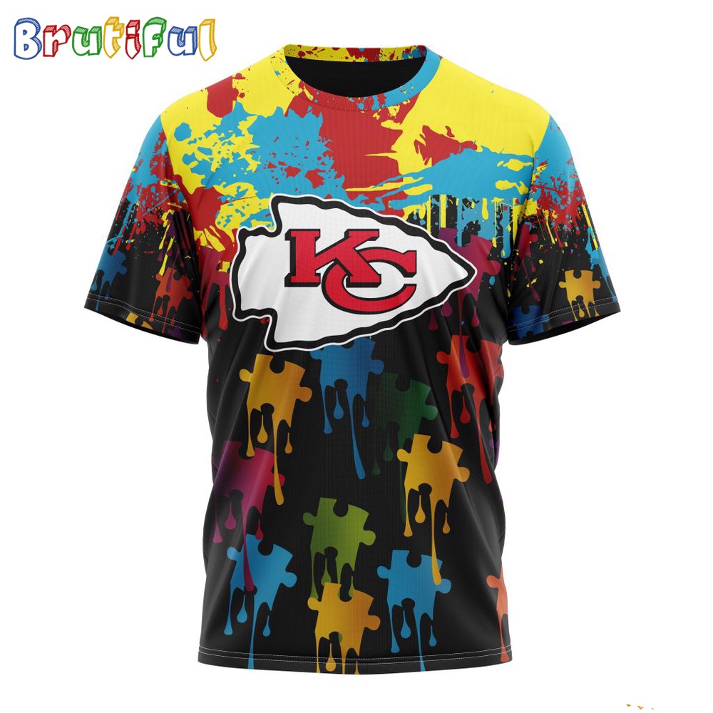 NFL Kansas City Chiefs T Shirt Special Autism Awareness Design Football T Shirt 1