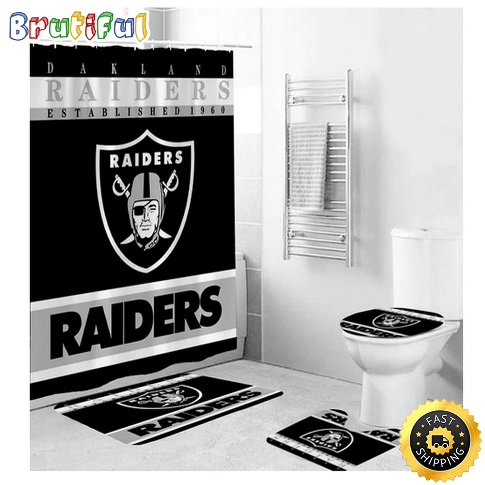 NFL Las Vegas Raiders 1960 Shower Curtain Football Shower Curtain Sets 1