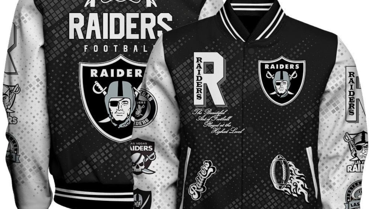 NFL Las Vegas Raiders Baseball Jacket Print Logo Team Football Jacket