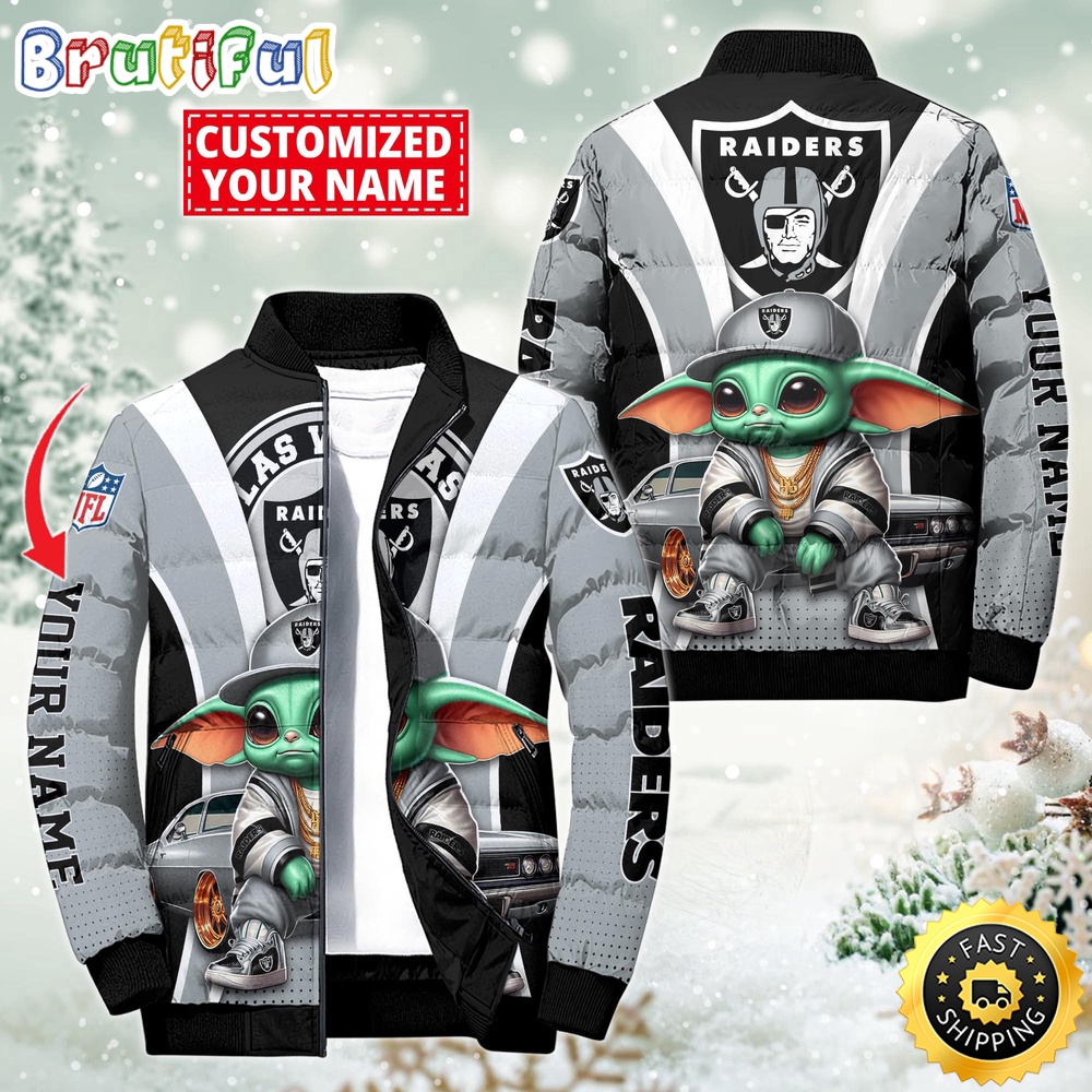 NFL Las Vegas Raiders Puffer Jacket Baby Yoda Custom Jacket 1
