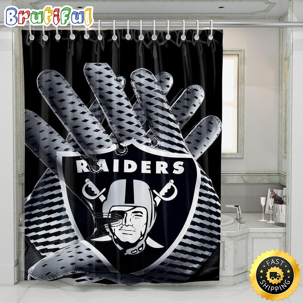 NFL Las Vegas Raiders Shower Curtain Set For Bathroom Decor Meaningful Gift 1