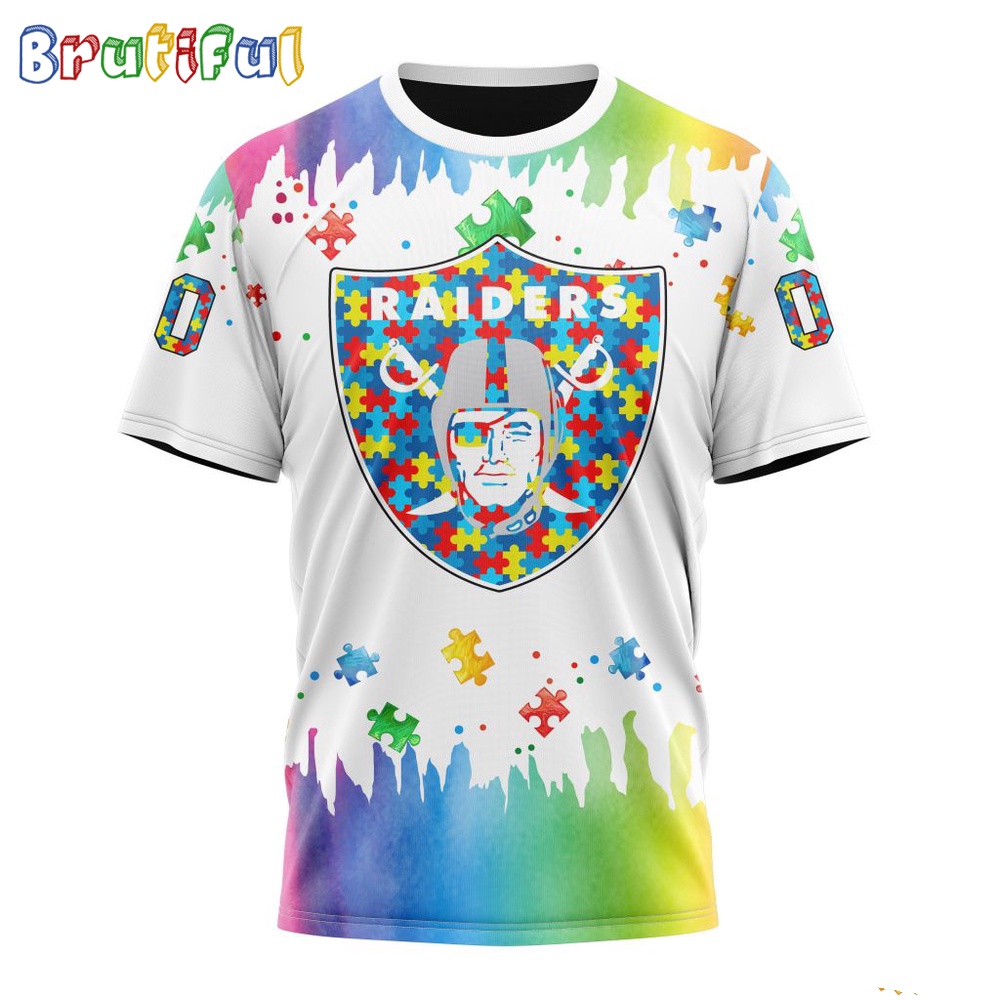 NFL Las Vegas Raiders T Shirt Special Autism Awareness Design All Over Print T Shirt 1
