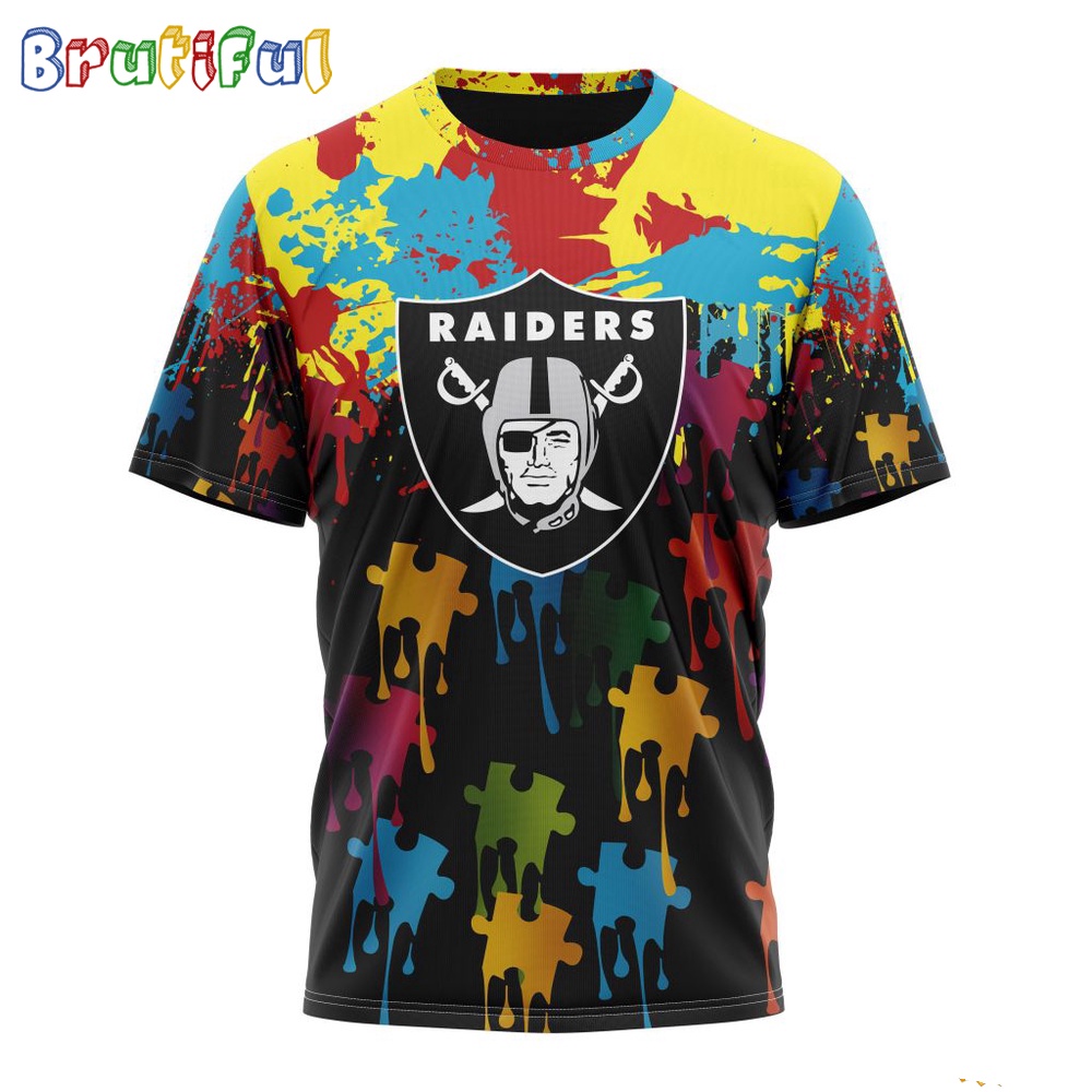NFL Las Vegas Raiders T Shirt Special Autism Awareness Design Football T Shirt 1