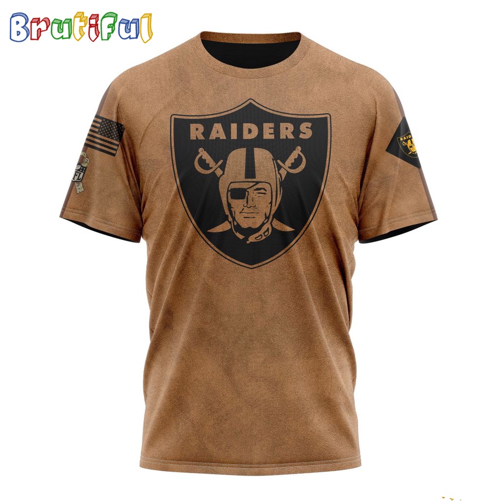 NFL Las Vegas Raiders T Shirt Special Salute To Service For Veterans Day Full Printed T Shirt 1