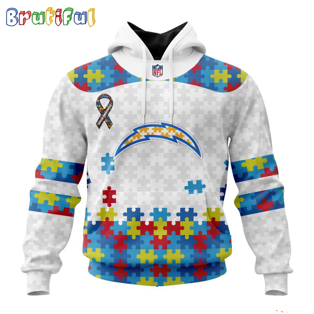 NFL Los Angeles Chargers Hoodie Special Autism Awareness Design 3D Hoodie 1