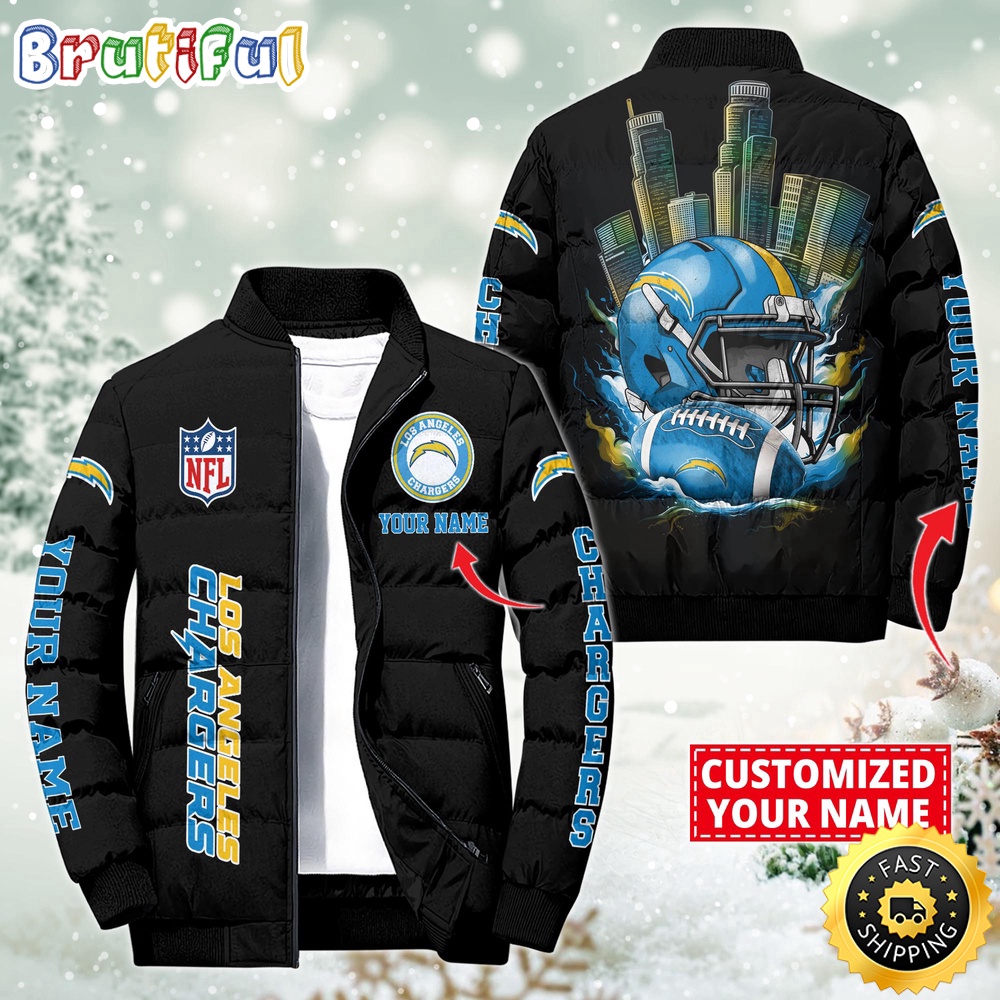 NFL Los Angeles Chargers Puffer Jacket City Logo Print Jacket For Fans 1
