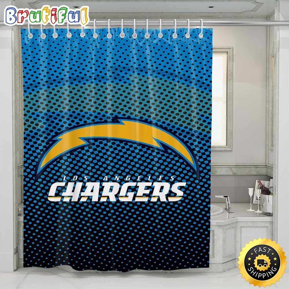 NFL Los Angeles Chargers Shower Curtain Set For Bathroom Decor 1