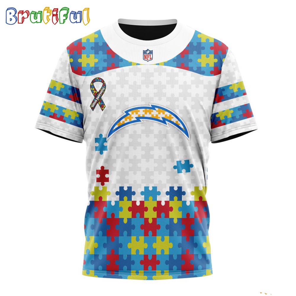 NFL Los Angeles Chargers T Shirt Special Autism Awareness Design 3D T Shirt 1