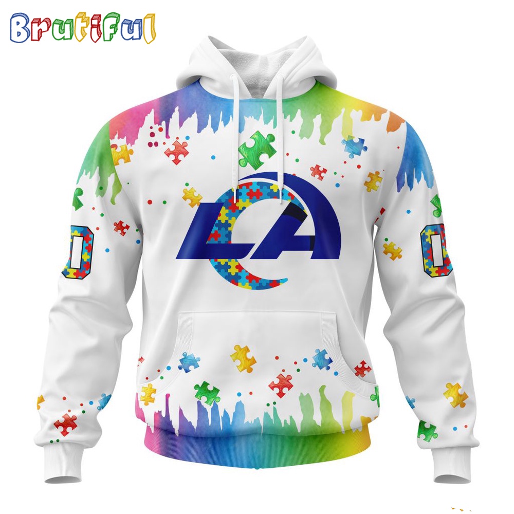 NFL Los Angeles Rams Hoodie Special Autism Awareness Design All Over Print Hoodie 1