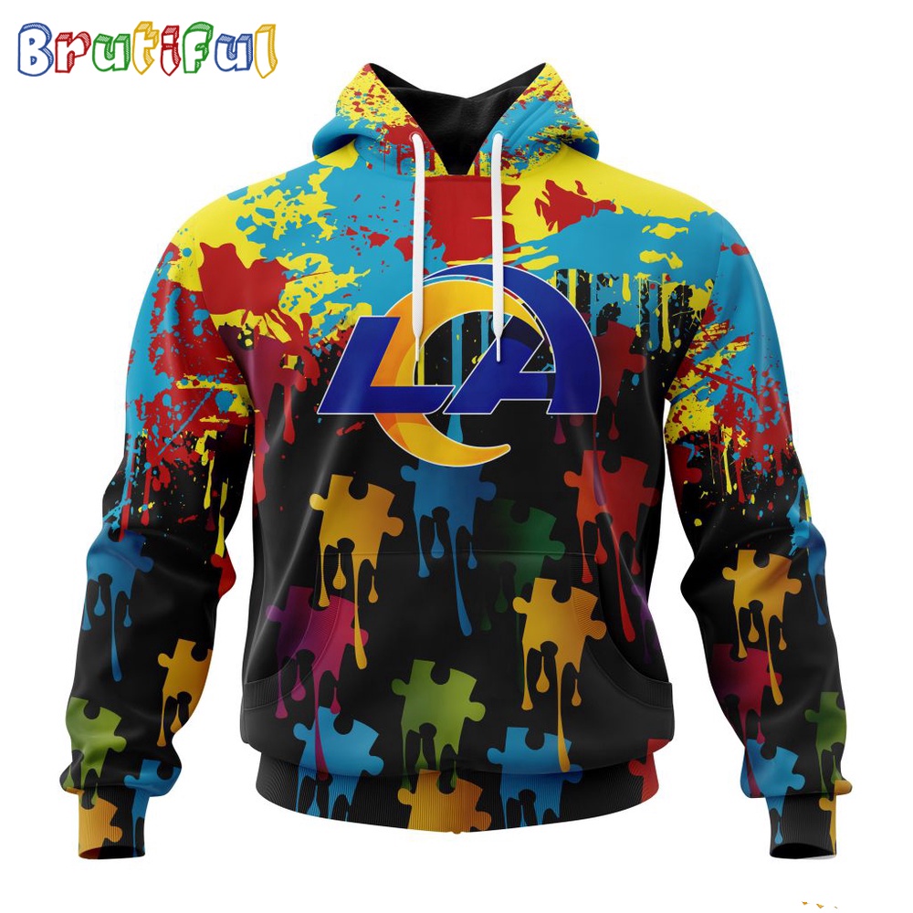 NFL Los Angeles Rams Hoodie Special Autism Awareness Design Football Hoodie 1