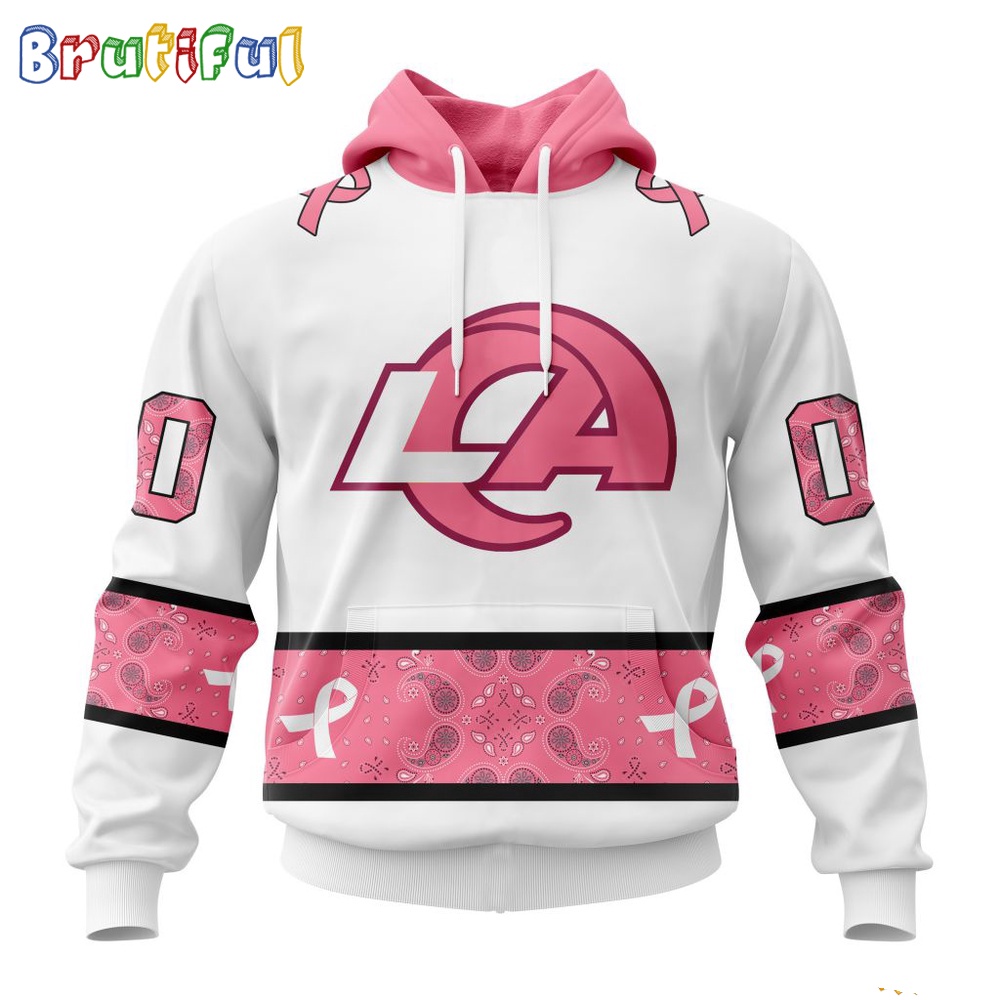 NFL Los Angeles Rams Hoodie Special Pink Design Fight Breast Cancer 1
