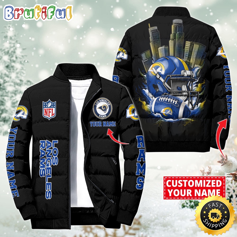 NFL Los Angeles Rams Puffer Jacket City Logo Print Jacket For Fans 1