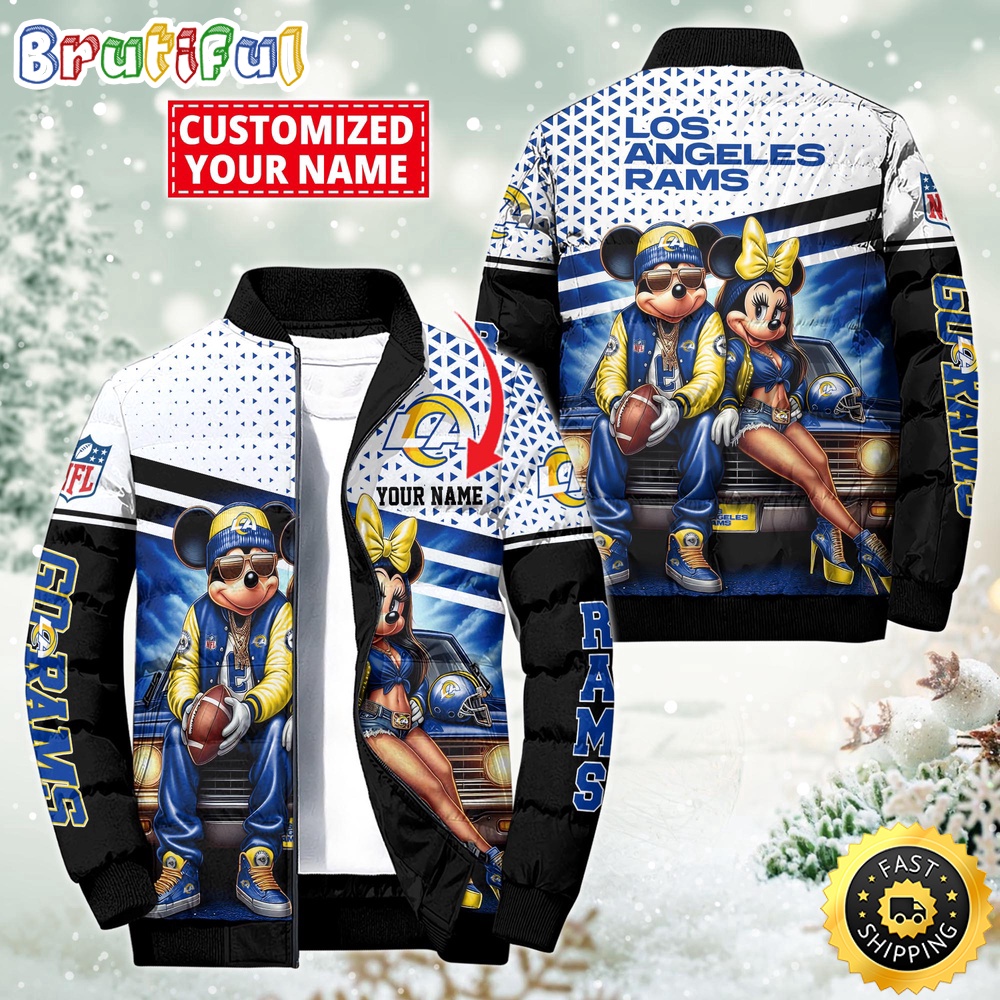 NFL Los Angeles Rams Puffer Jacket Mickey Minnie Jacket 1