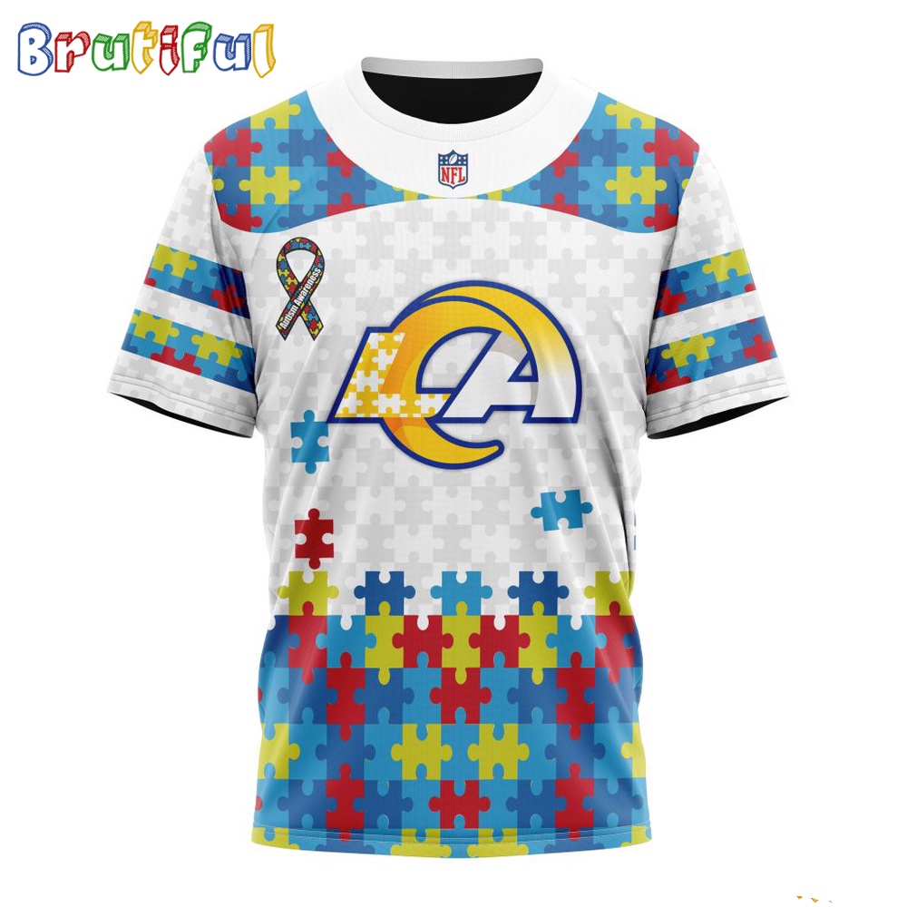 NFL Los Angeles Rams T Shirt Special Autism Awareness Design 3D T Shirt 1