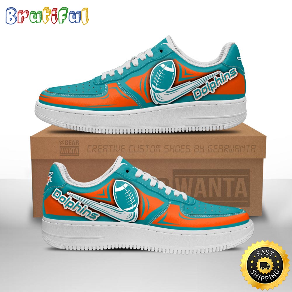 NFL Miami Dolphins Air Force 1 Shoes Football Sneaker Shoes 1