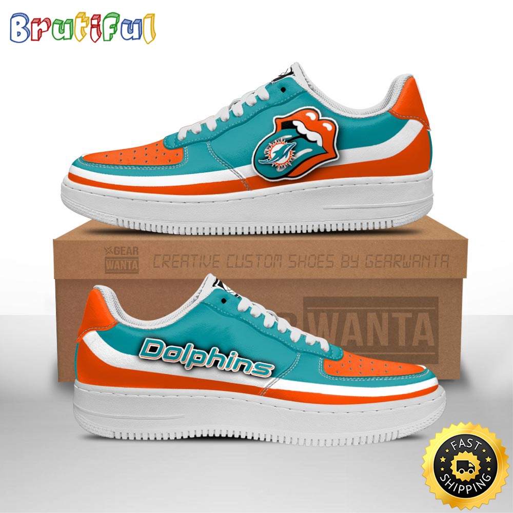 NFL Miami Dolphins Air Force 1 Shoes Sexy Lips For Fans 1