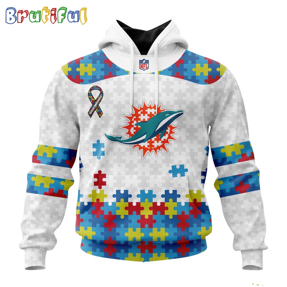 NFL Miami Dolphins Hoodie Special Autism Awareness Design 3D Hoodie 1