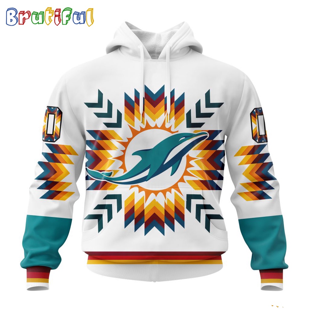 NFL Miami Dolphins Hoodie Special Design With Native Pattern 1