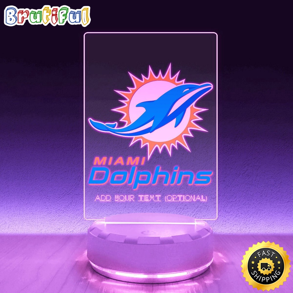 NFL Miami Dolphins Night Light Helmet Logo Sports LED Light