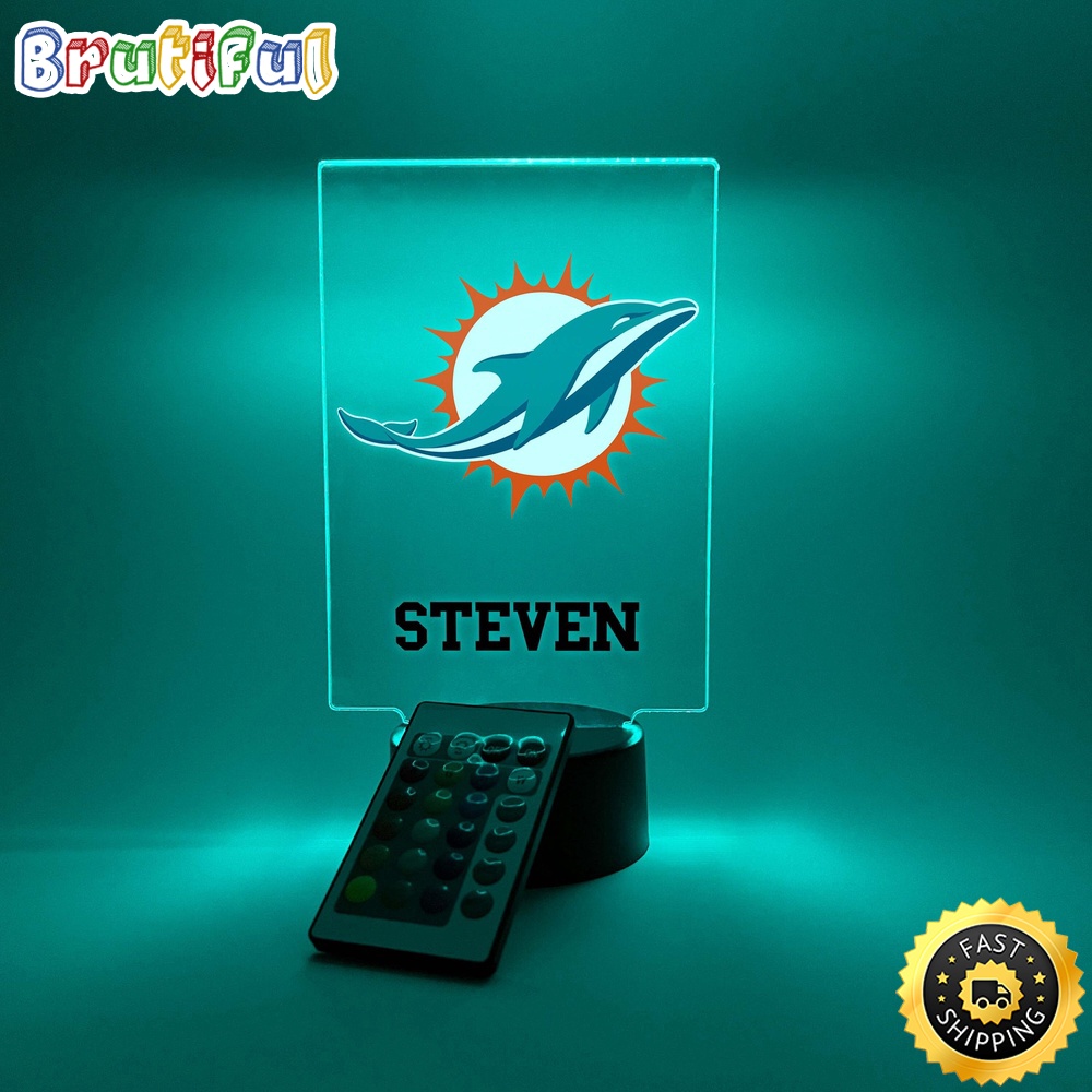 NFL Miami Dolphins Night Light Table Desk Lamp Stand Sports Fan LED Light