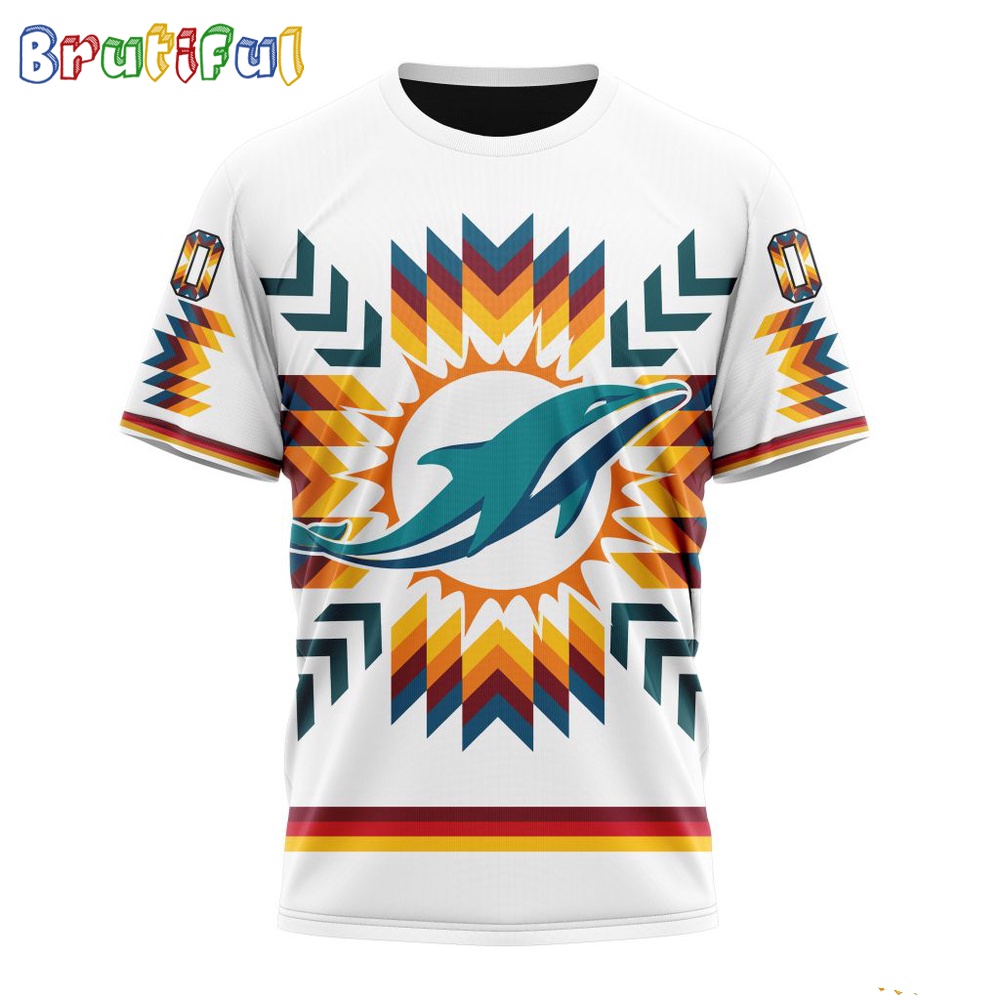 NFL Miami Dolphins T Shirt Special Design With Native Pattern 1