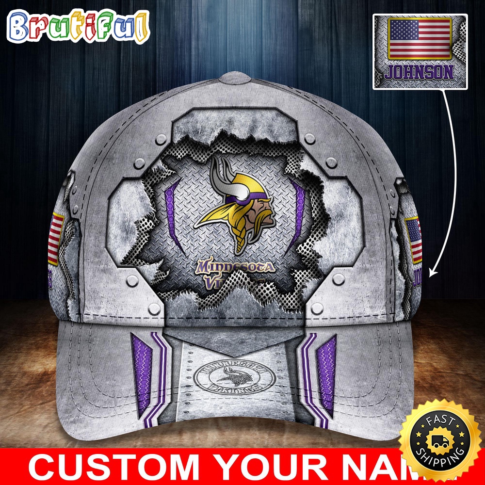 NFL Minnesota Vikings Baseball Cap Silver Metalic Pattern Cap