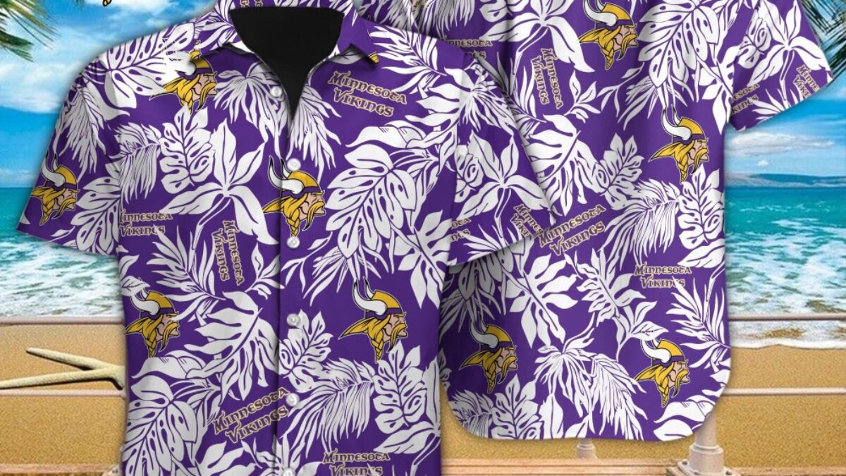NFL Minnesota Vikings Hawaiian Shirt Tropical Leafs Design Aloha