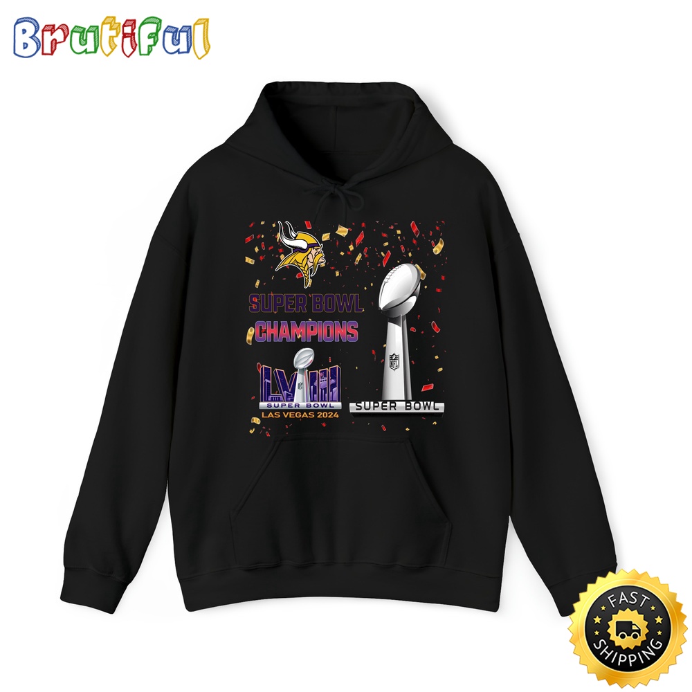 NFL Minnesota Vikings Hoodie Super Bowl LVIII 2024 Las Vegas Champions Unisex Hoodies 1