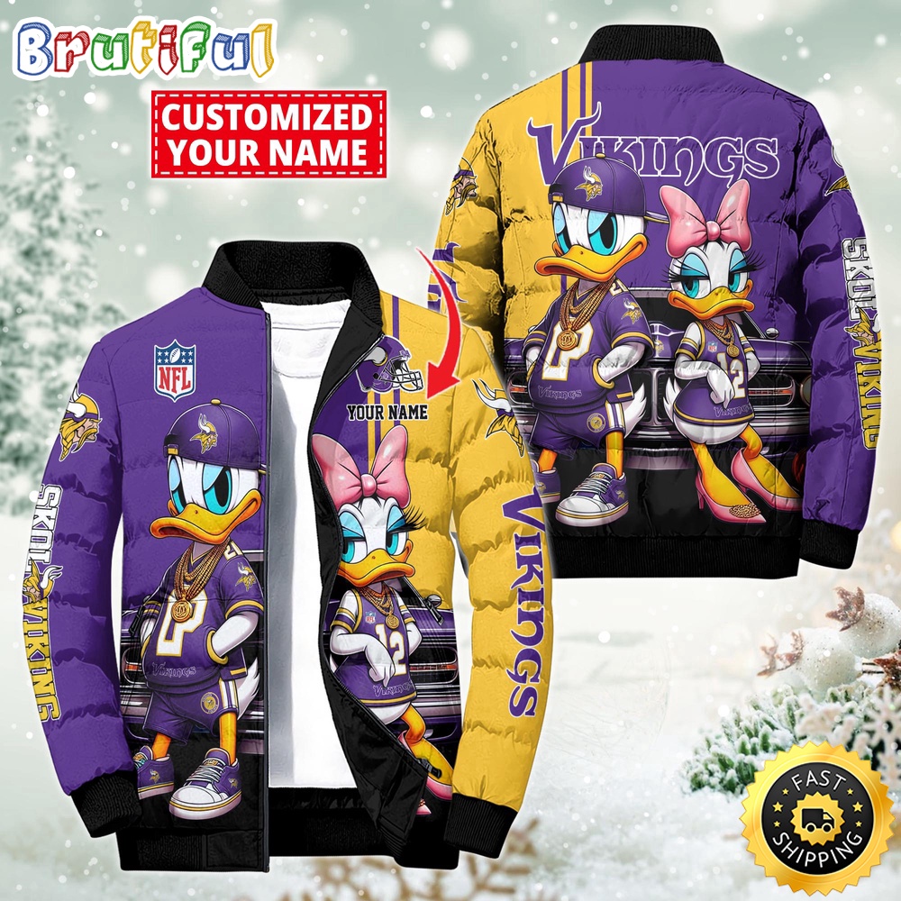 NFL Minnesota Vikings Puffer Jacket Donald Duck Custom Jacket 1