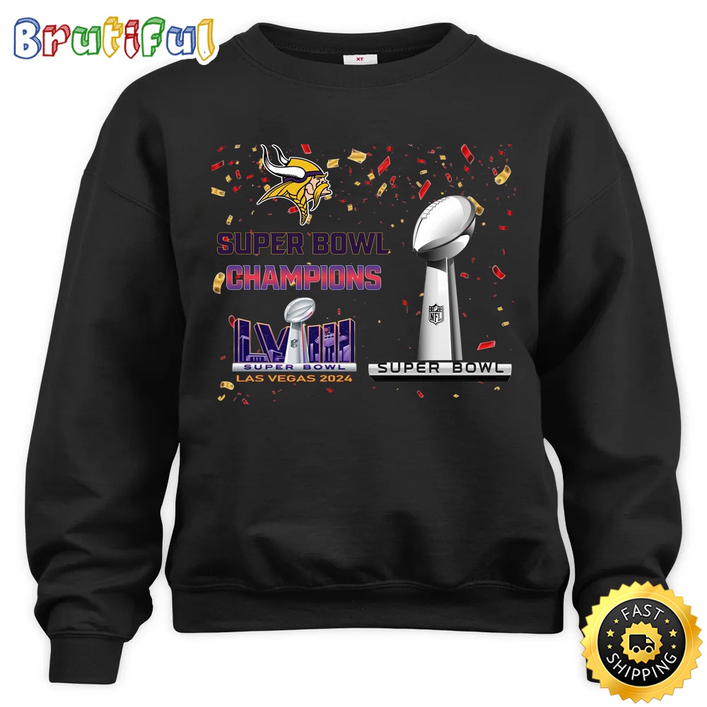 NFL Minnesota Vikings Sweatshirt Super Bowl LVIII 2024 Las Vegas Champions Unisex Sweatshirt 1
