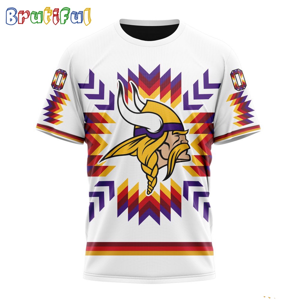 NFL Minnesota Vikings T Shirt Special Design With Native Pattern 1