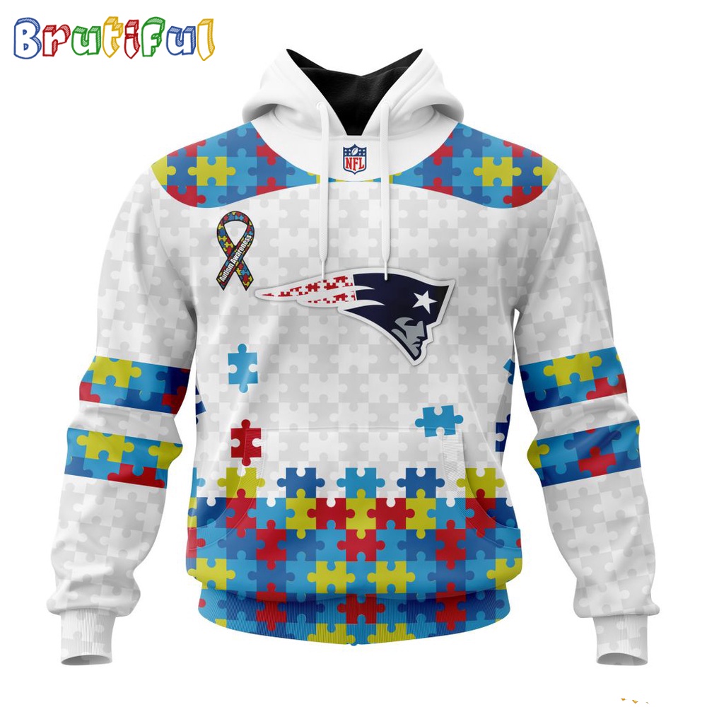 NFL New England Patriots Hoodie Special Autism Awareness Design 3D Hoodie 1