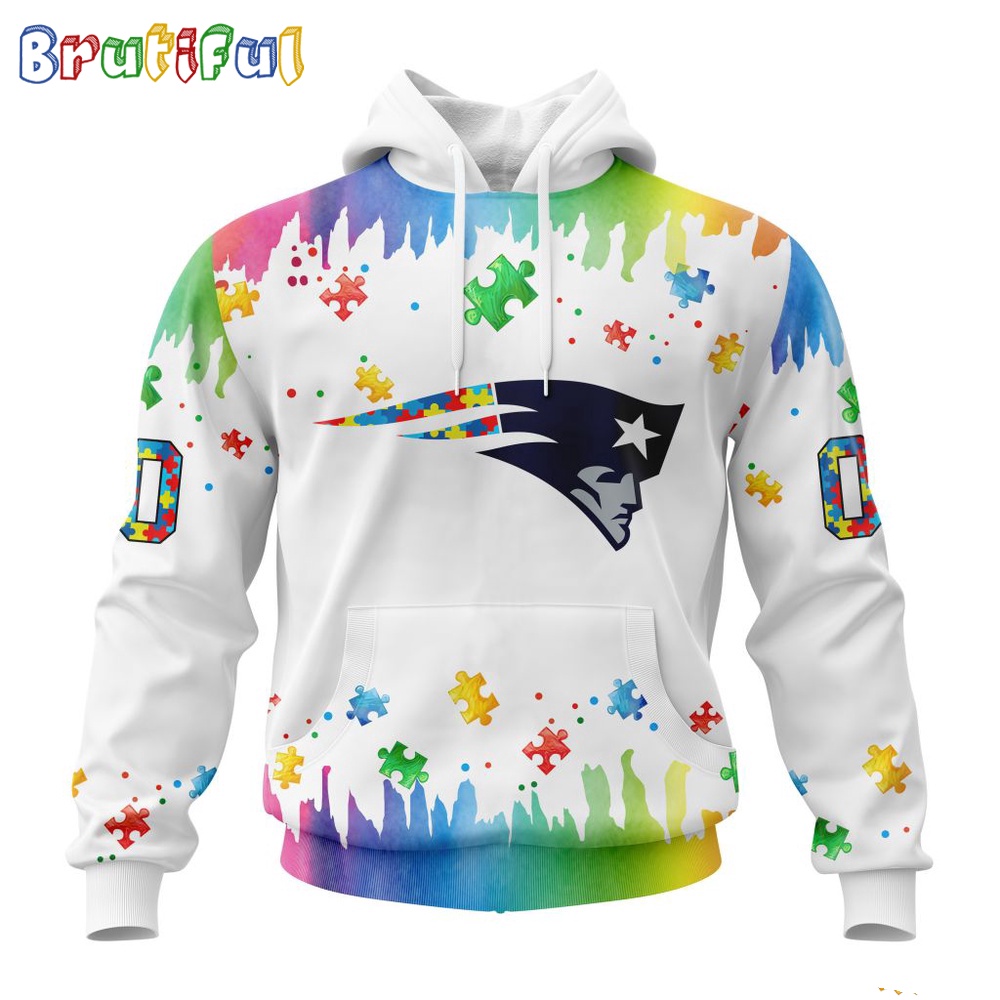 NFL New England Patriots Hoodie Special Autism Awareness Design All Over Print Hoodie 1