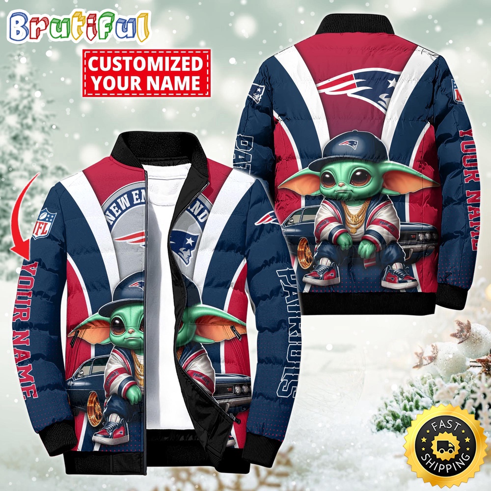 NFL New England Patriots Puffer Jacket Baby Yoda Custom Jacket 1