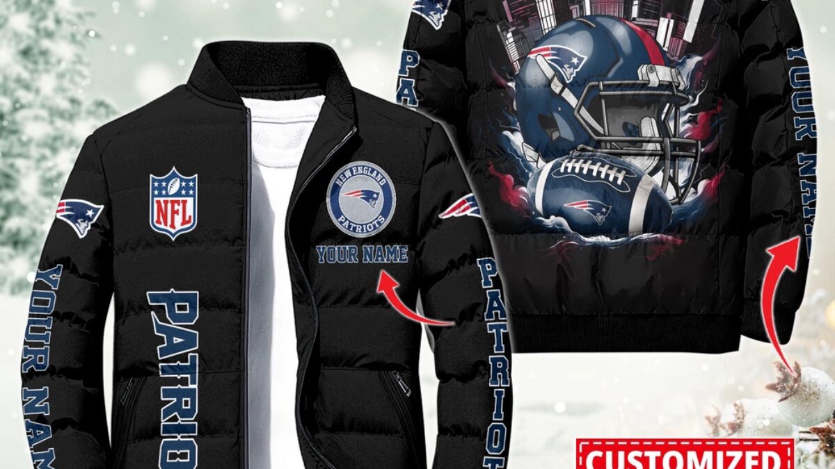 NFL New England Patriots Puffer Jacket City Logo Print Jacket For Fans