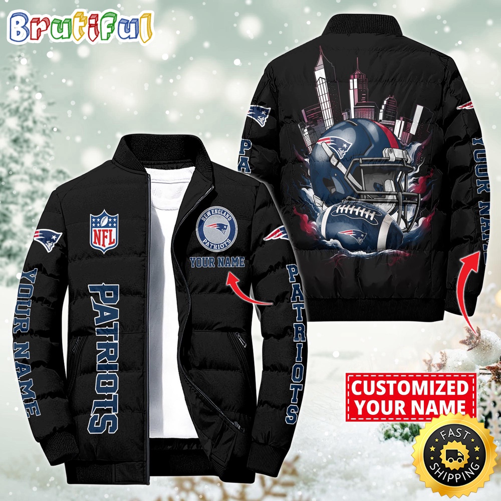 NFL New England Patriots Puffer Jacket City Logo Print Jacket For Fans 1