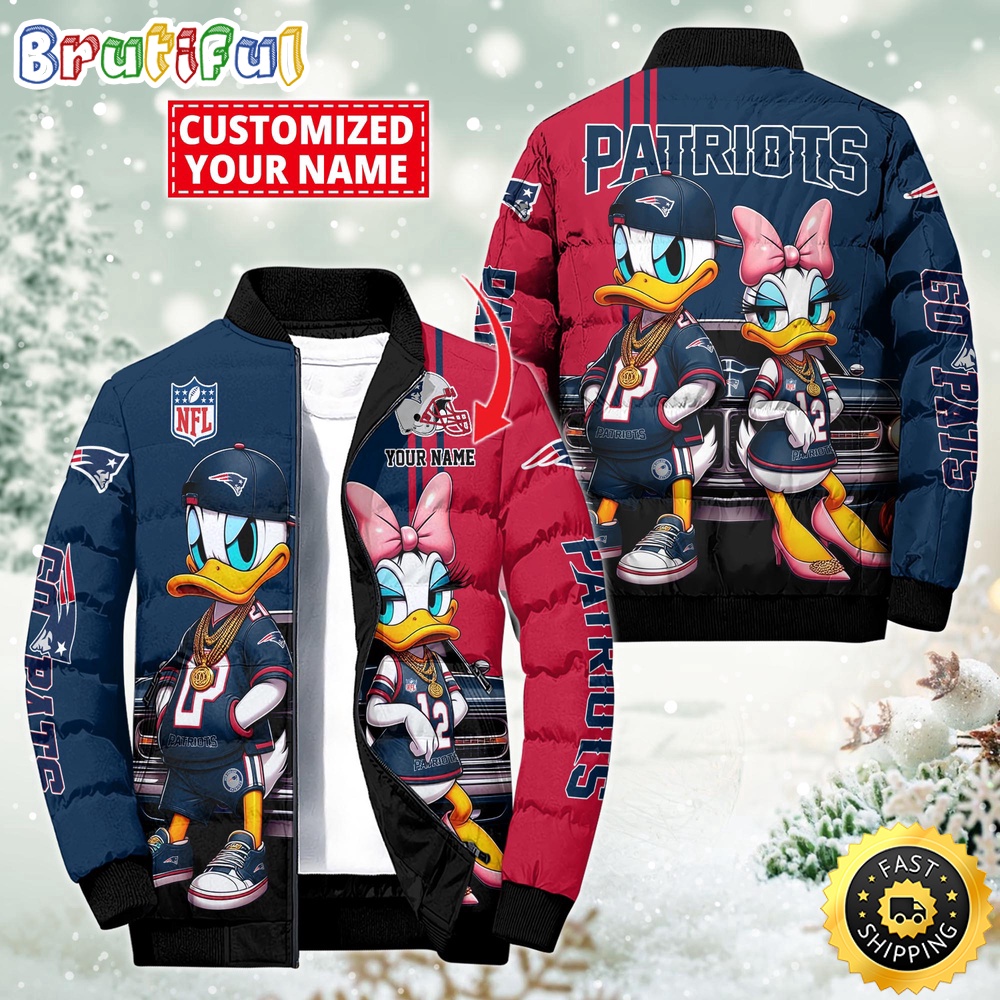 NFL New England Patriots Puffer Jacket Donald Duck Custom Jacket 1