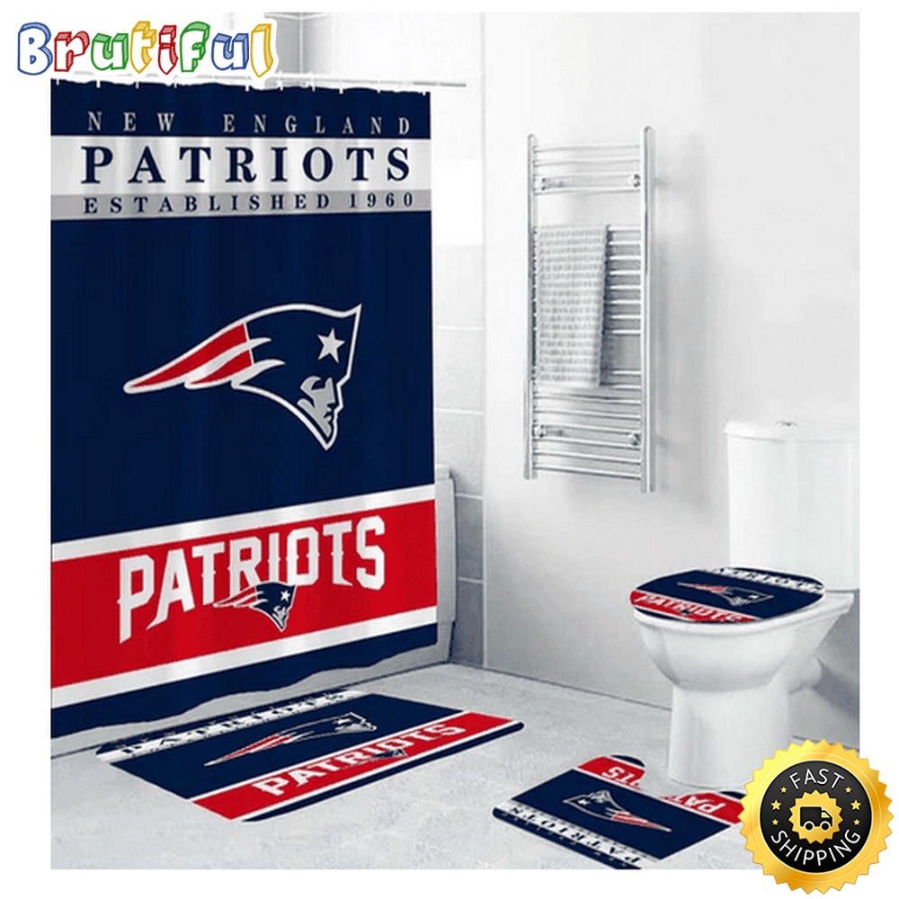 NFL New England Patriots Shower Curtain Sets For Bathroom Decor 1
