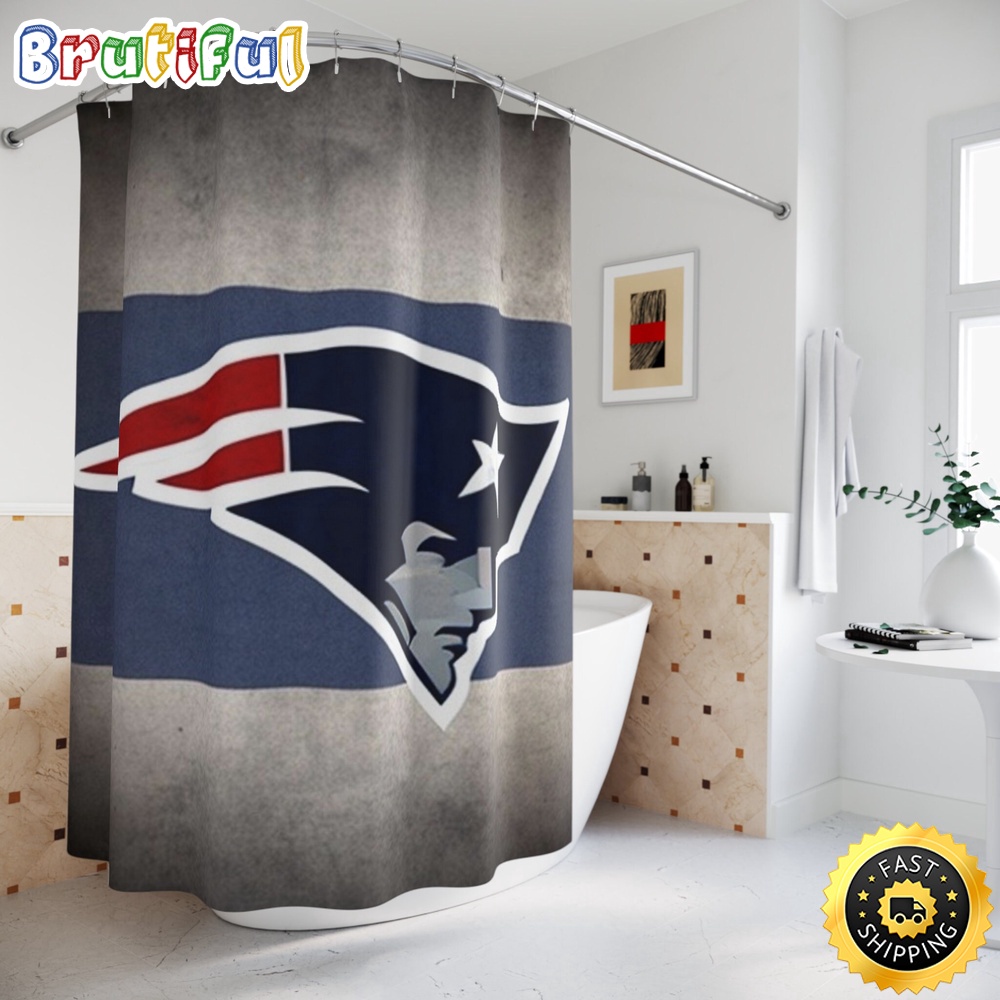 NFL New England Patriots Shower Curtain Sport Bathroom Mat Set and Shower Curtain 1