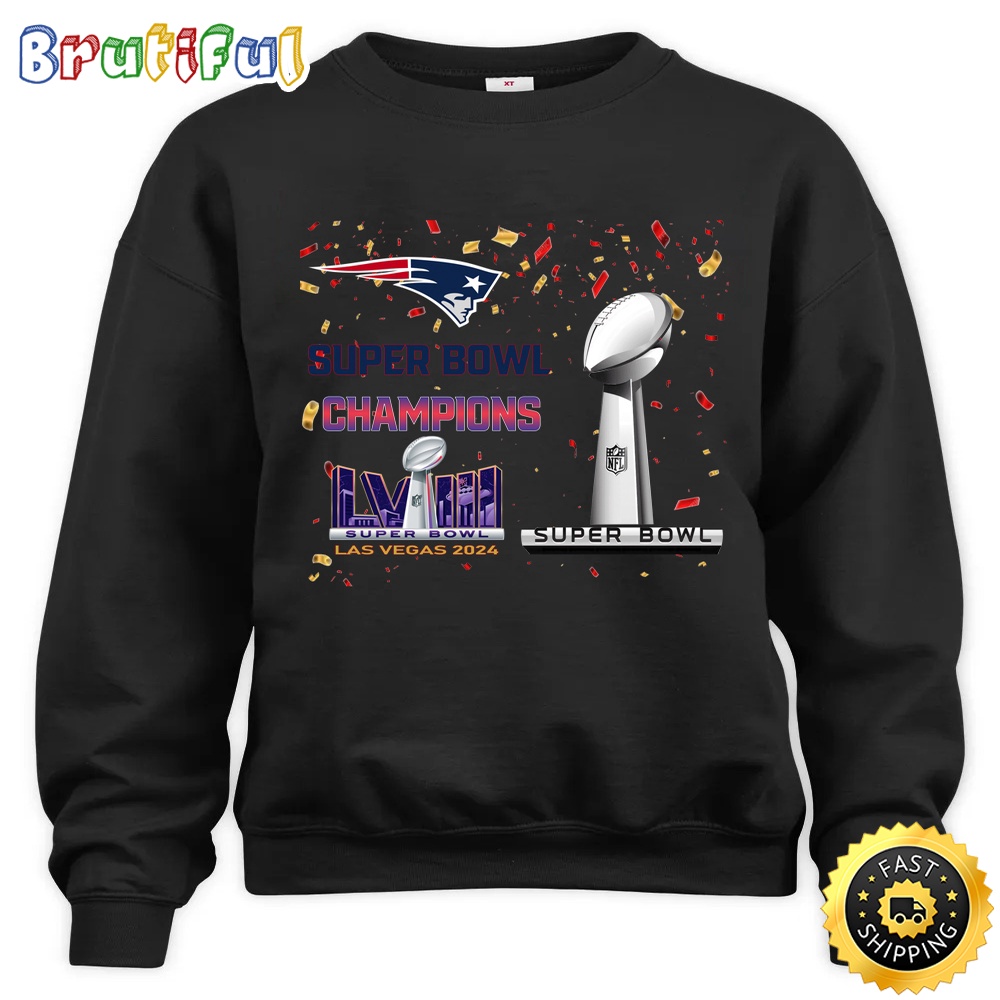 NFL New England Patriots Sweatshirt Super Bowl LVIII 2024 Las Vegas Champions Unisex Sweatshirt 1