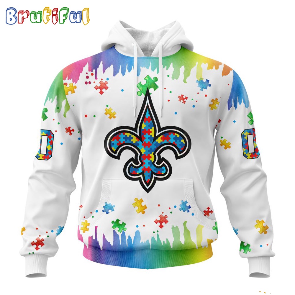 NFL New Orleans Saints Hoodie Special Autism Awareness Design All Over Print Hoodie 1