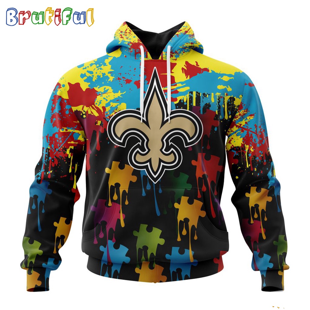 NFL New Orleans Saints Hoodie Special Autism Awareness Design Football Hoodie 1